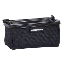 Scrumiera pentru trabuc din inox cu sac din piele artificiala - model Ratan negru