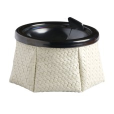 Scrumiera din inox cu sac din piele artificiala - model Ratan alb