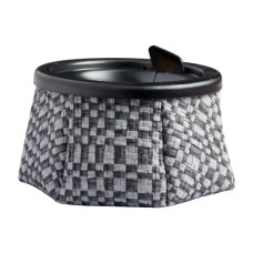Scrumiera din inox cu sac din piele artificiala - model Ratan alb/negru