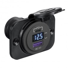Voltmetru 12V cu priza marina USB (A+C) Voltmetru 12V cu priza marina USB (A+C)