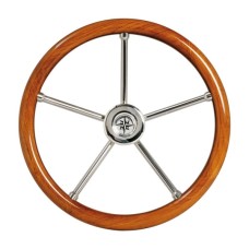 Volan cu 5 spite din inox, premium/lemn teak