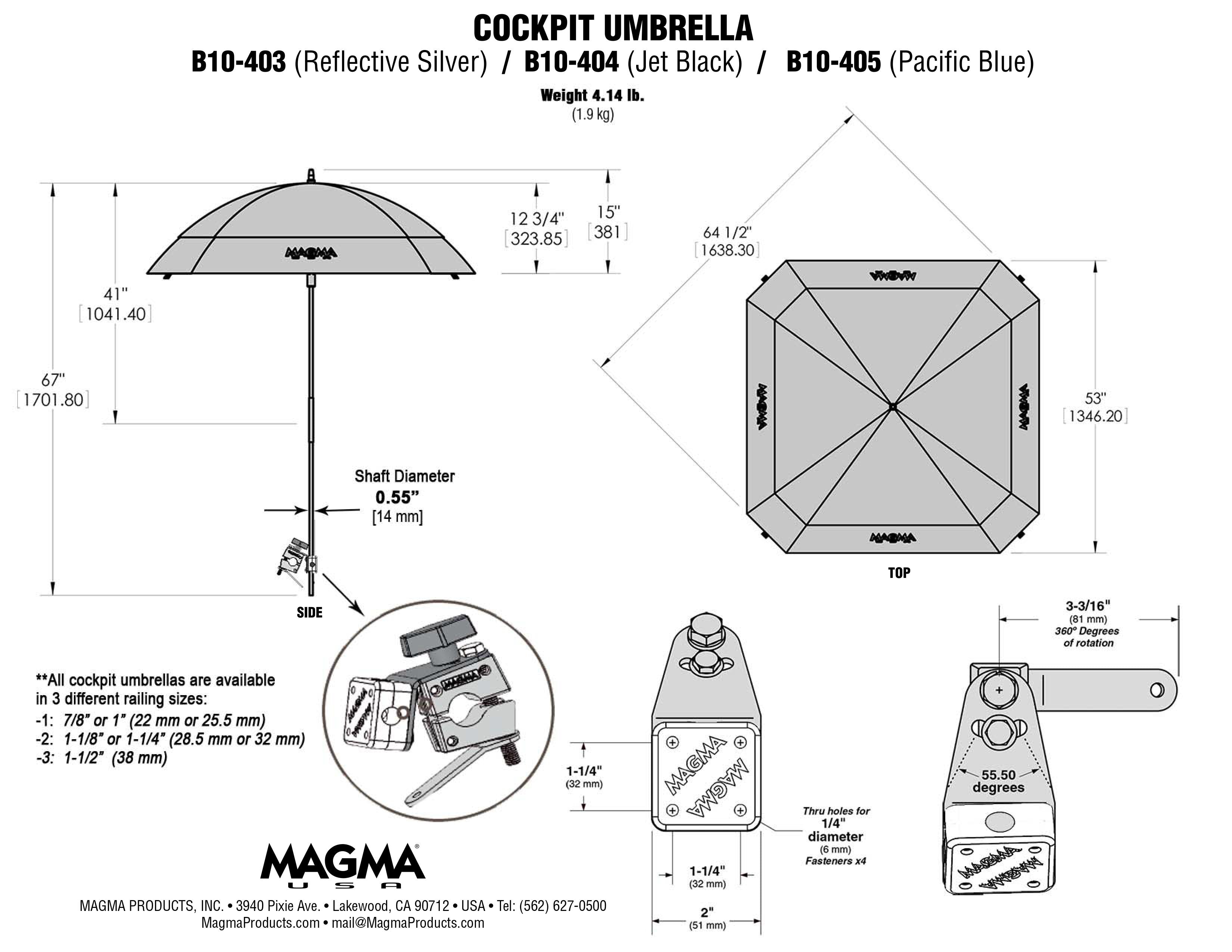 vedere tehnică umbrelă
